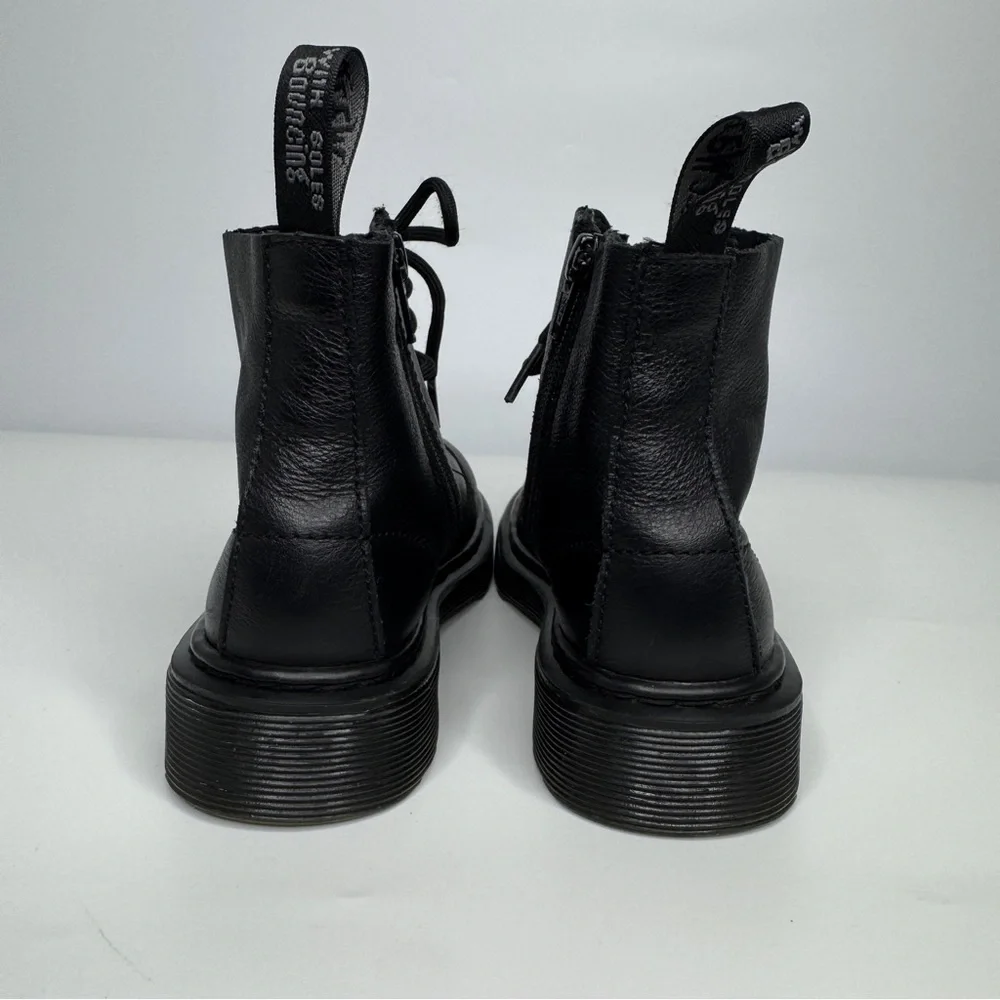 Dr Martens Boots Kids 12 Black 1460 Pascal Mono Junior Combat Leather Side Zip